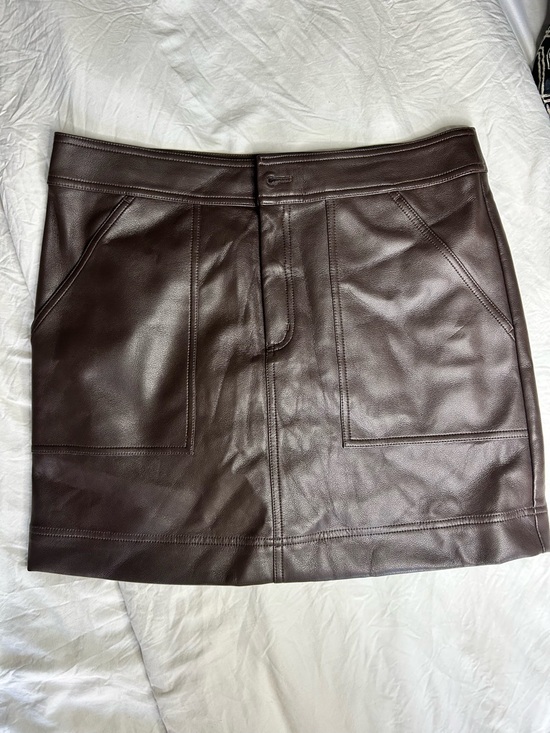 Marie Oliver Dresses & Skirts - Marie Oliver Dark Brown Faux Leather Mini Skirt